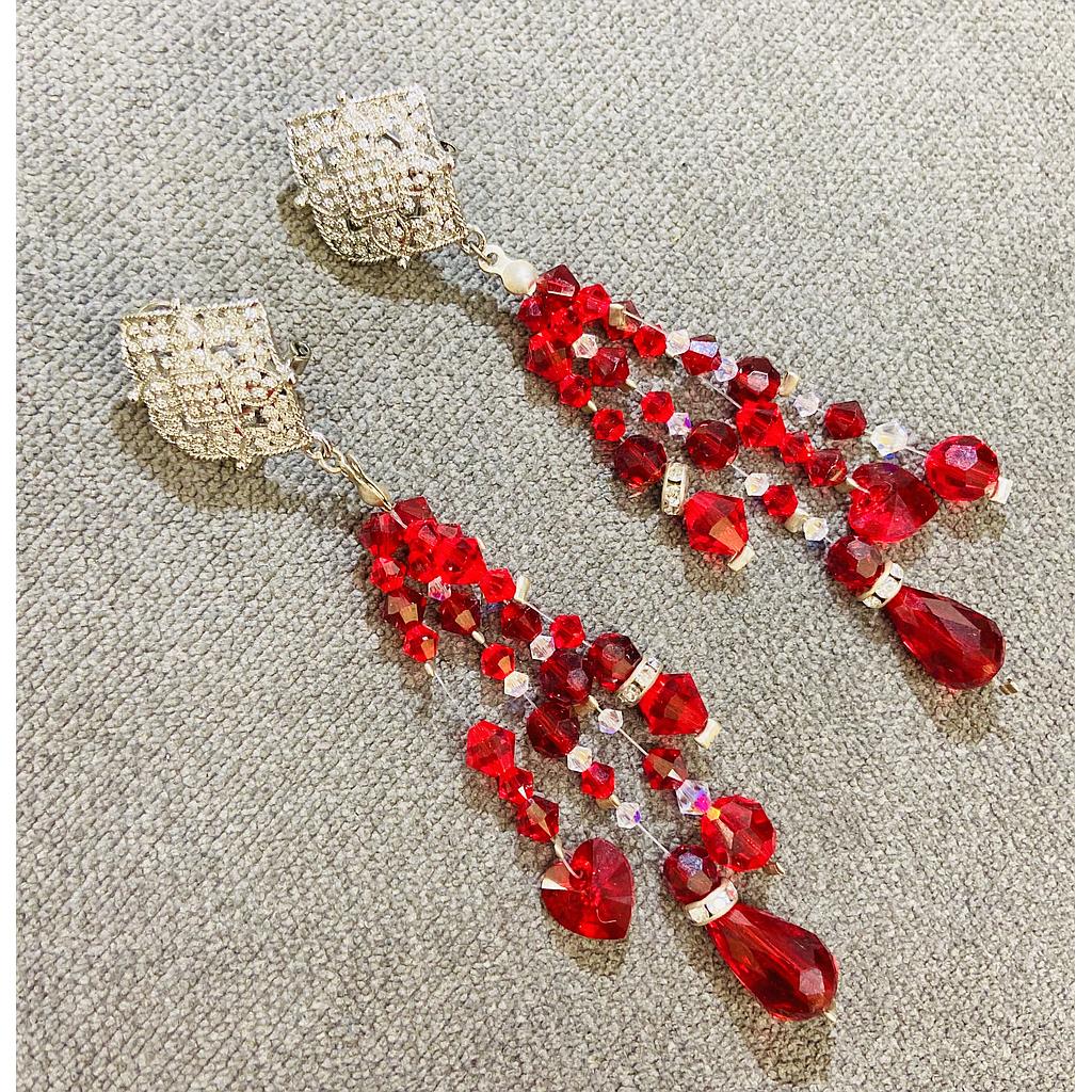 ARETES LLUVIA CRYSTAL ROJO 