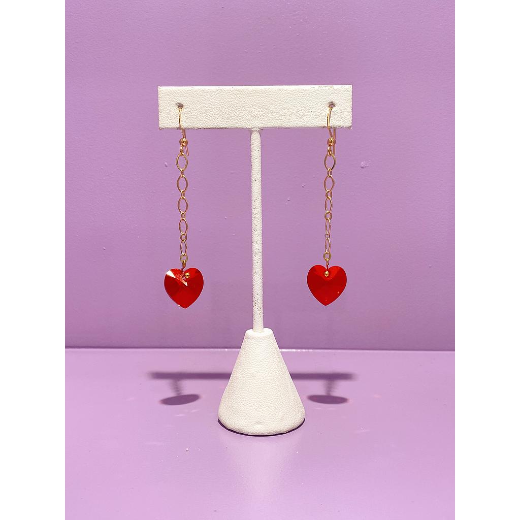Aretes cadena corazón